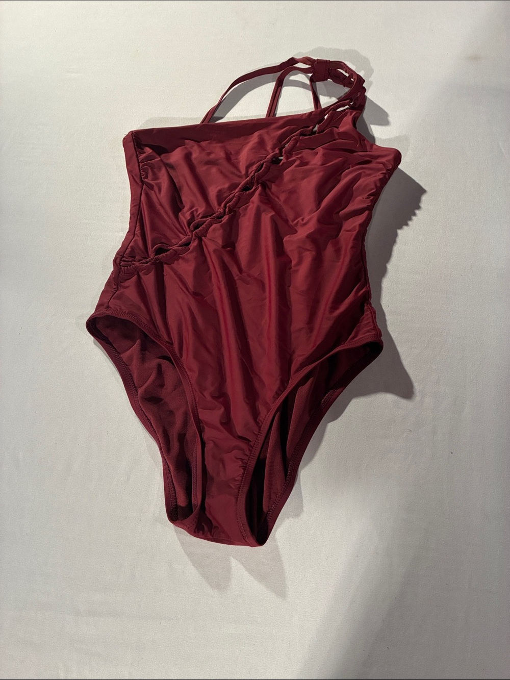 ANTONIO MELANI One-Shoulder Burgundy Ruched Swim One-Piece